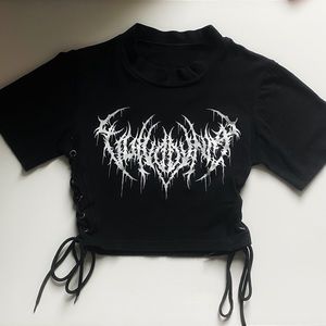 black crop top tie sides